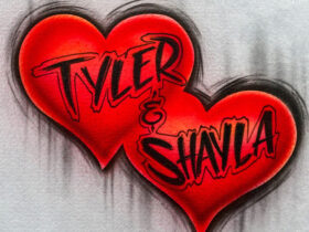 Twin Airbrush Hearts