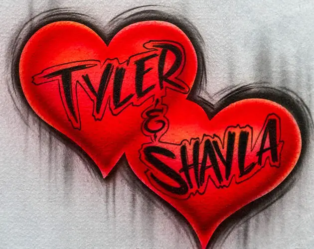 Twin Airbrush Hearts