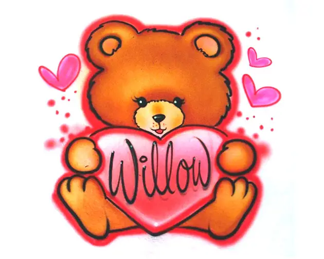 7 Airbrush Teddy Bear Heart